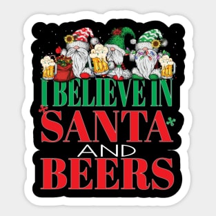 Funny I Believe In Santa and Beers Christmas Cheers Xmas Gnomes Office Party Sticker